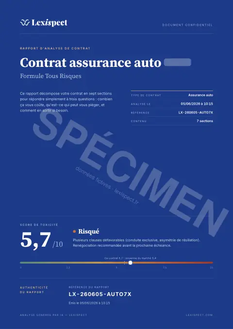 Première page du rapport Assurance auto