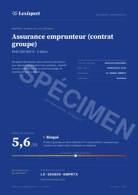 Première page du rapport Assurance emprunteur (ADI)
