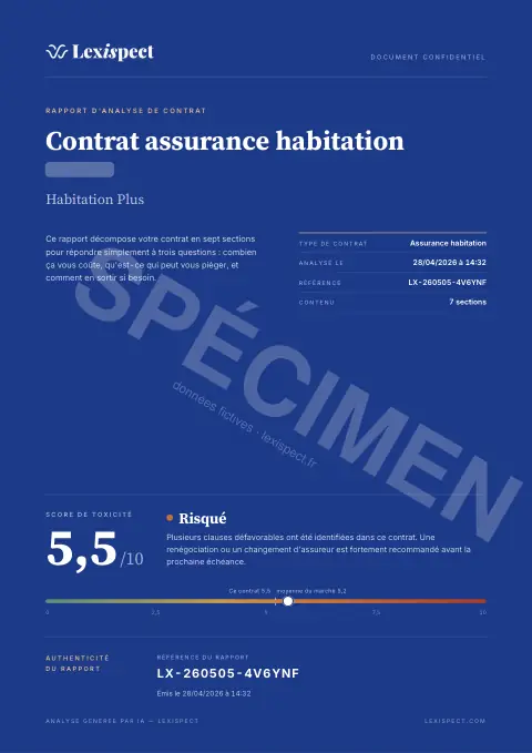 Première page du rapport Assurance de biens (habitation, MRH)