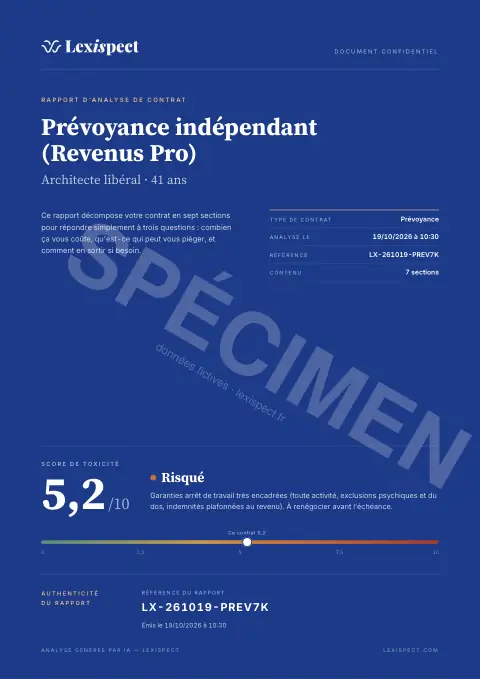 Couverture du rapport spécimen Prévoyance