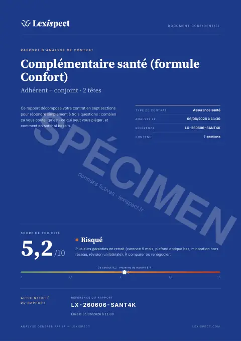 Première page du rapport Assurance santé (mutuelle)