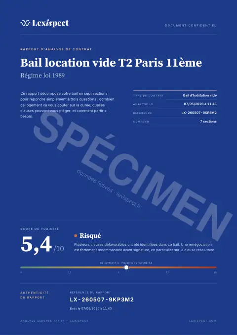 Première page du rapport Bail d'habitation (location vide ou meublée)