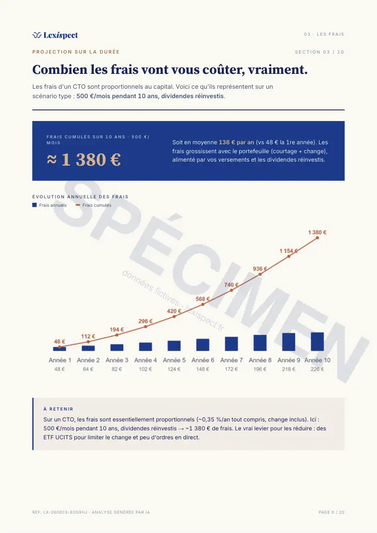 Page 6 du rapport Compte-titres ordinaire (CTO), spécimen