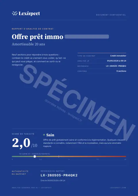 Première page du rapport Crédit immobilier
