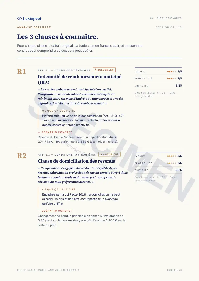 Page 10 du rapport Crédit immobilier, spécimen