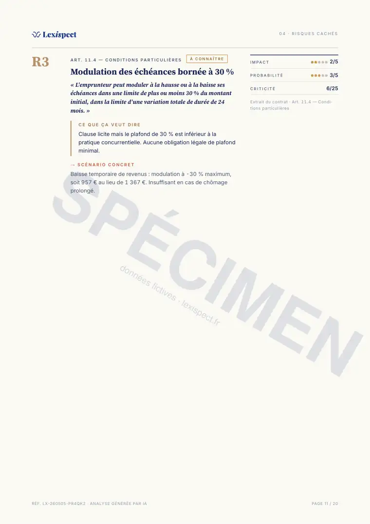 Page 11 du rapport Crédit immobilier, spécimen