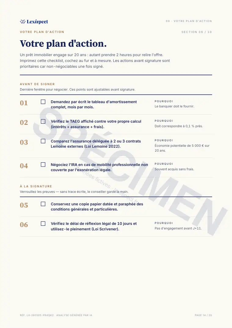 Page 14 du rapport Crédit immobilier, spécimen