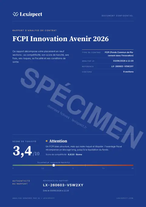 Première page du rapport FCPI (innovation, défiscalisation)