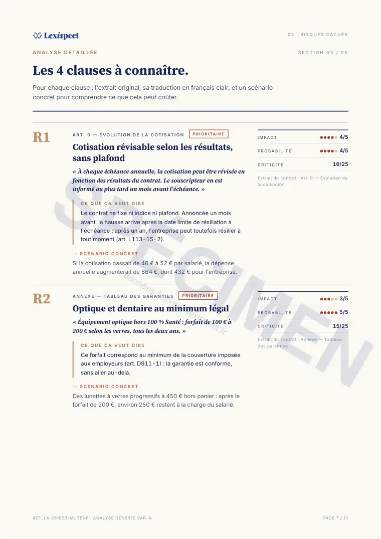 Page 7 du rapport Mutuelle d'entreprise, spécimen