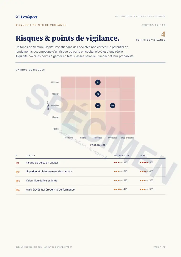 Page 7 du rapport Venture Capital (FPCI / SLP, capital-risque), spécimen