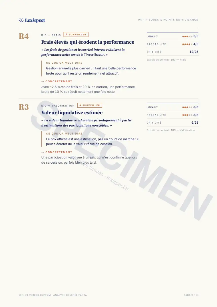 Page 9 du rapport Venture Capital (FPCI / SLP, capital-risque), spécimen