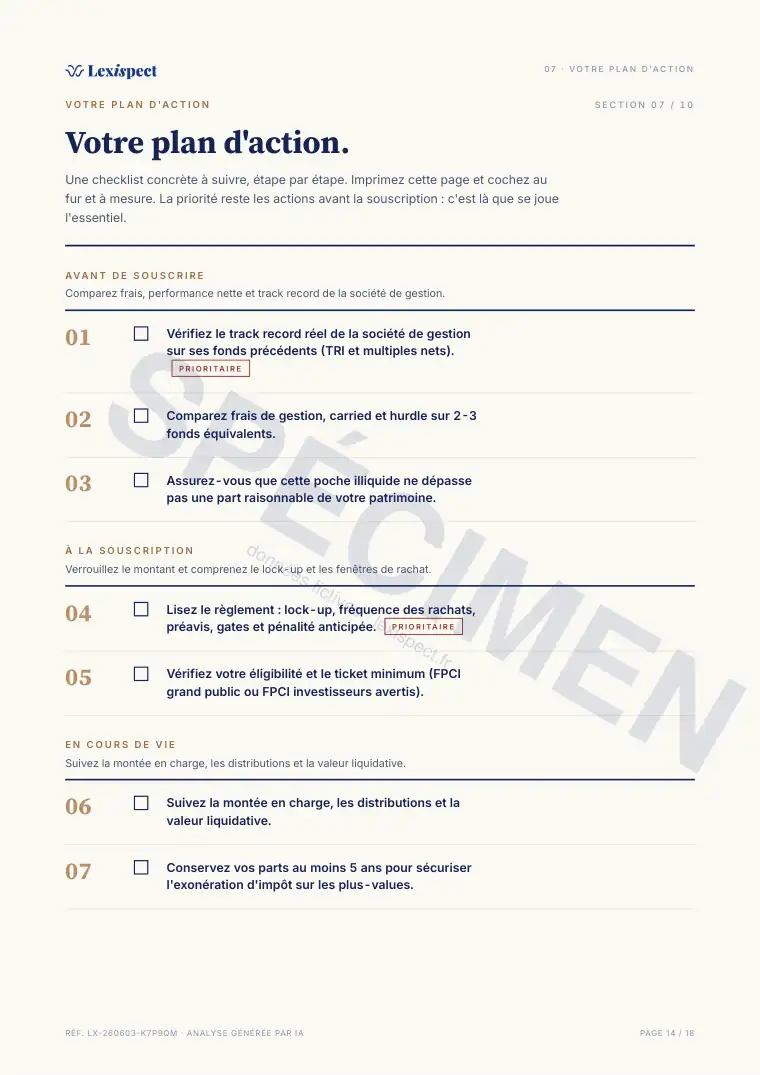 Page 14 du rapport Venture Capital (FPCI / SLP, capital-risque), spécimen
